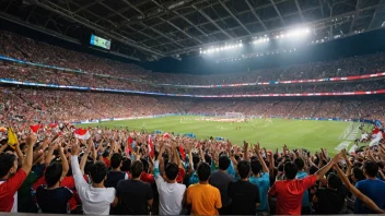 Et fullsatt idrettsstadion med begeistrede tilskuere som skaper en levende atmosfære.