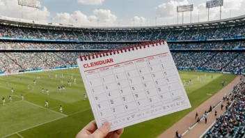 En reservekamp med et stadion og spillere i bakgrunnen, med en kalender eller tidsplan i forgrunnen.