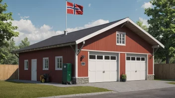 Et bilde av en garasje med overbygg, som representerer det norske ordet garasjeoverbygg.