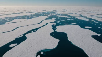 Sjøis som dekker et stort område av sjøen.