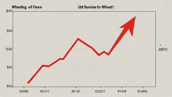 En graf som viser økningen i hvetepris.