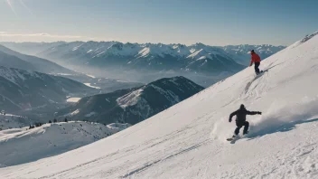 En snøbrettur i aksjon på et fjell med en vakker utsikt.