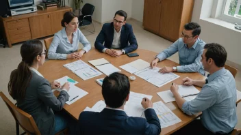 En gruppe mennesker som sitter rundt et bord og diskuterer og fordeler oppgaver.