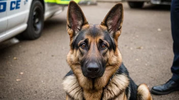 En schæferhund i en politi- eller redningssammenheng, som viser dens intelligens og evne til å bli trent.