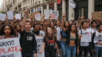 En gruppe unge mennesker som protesterer i gatene, og krever endring og reform.