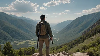 En fjelljeger som står i et fjellandskap.