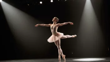 En ballerina i en tutu, danser alene på en mørk scene med et enkelt spotlight som lyser ned på henne.