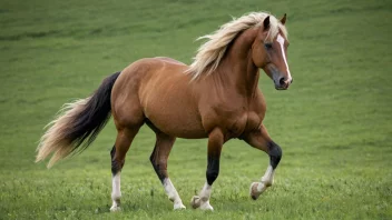 En majestetisk hest med en kraftig bygning, stående i et vakkert landskap.