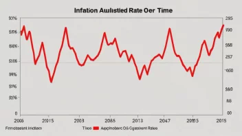 En graf som viser inflasjonsraten over tid, med en rød linje som indikerer den justerte verdien.