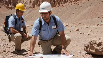 En hovedgeolog som leder og koordinerer et team av geologer i felten.