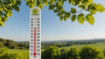 En varm og solrik dag med en høy temperaturavlesning på et termometer.