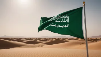 Det saudiarabiske flagget som vifter i vinden, et symbol på landets rike kultur og arv.