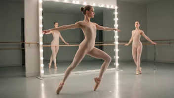 En ballettdanser i et studio, som utfører en balletøvelse.