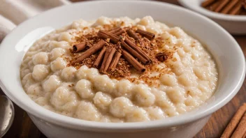 En deilig bolle med tapiokapudding og en strøk kanel på toppen