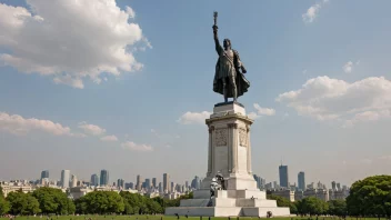 Et seiersmonument med en statue av en triumferende figur på toppen, som symboliserer suksess og prestasjon.