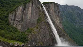 Et majestetisk vannfall i en norsk fjord