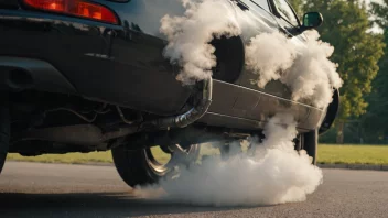 Drivstoffdamp avgir fra en bilens eksosrør.