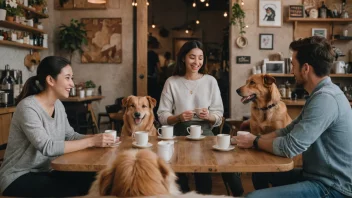 En barkafé med en varm og invitende atmosfære, hvor hunder og deres eiere kan slappe av og sosialisere.