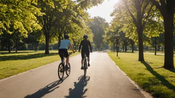 En person som sykler på en elsykkel i en park