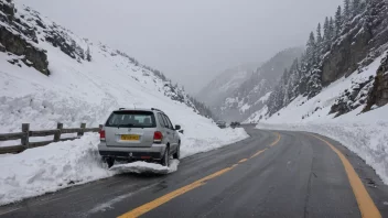 En snødrift på en fjellvei