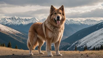 En alpenhund som står i et fjellandskap.