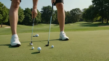 En person som spiller golf på en vakker grønn golfbane med en golfkølle og ball