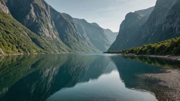 En vakker fjord i Norge med en fredelig atmosfære