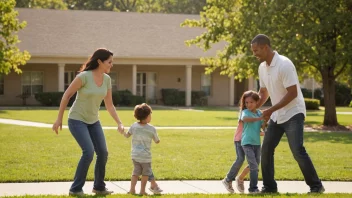 En glad familie med barn som leker sammen, symboliserer et familievennlig tilbud i kommunen.