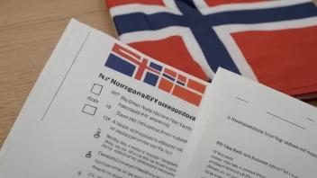 Et bilde av en instruksjonsmanual eller en samling instruksjoner med et norsk flagg i bakgrunnen.