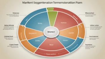 Et markedssegmenteringsdiagram som viser hvordan et marked kan deles inn i mindre grupper.