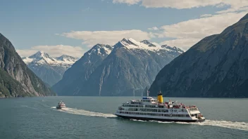 En båtferge som seiler over en fjord.