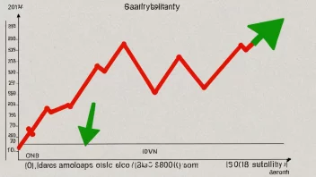 En graf som viser en stabil økonomi med piler som peker oppover og nedover.