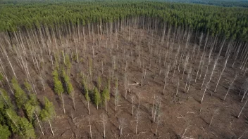 En skog etter en selektiv hogst, med trær felt og ny vekst som spirer.