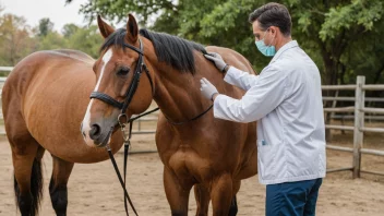 En hest med en veterinær som sjekker dens helse