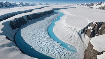 En isbre som smelter under en smelteperiode, med synlige tegn på klimaendringer.