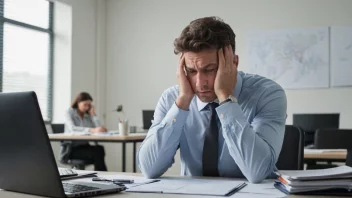 En person som opplever mobbing på arbeidsplassen og føler seg overveldet.