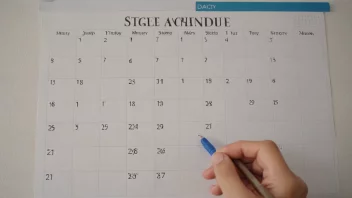 En person planlegger en tidsplan med en kalender i bakgrunnen, med en rød penna som markerer viktige datoer.