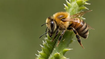 Et nærbilde av en bis stikke eller en plante med skarpe torner