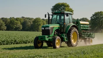 En traktor med en sprøytevogn kjører gjennom en åker.