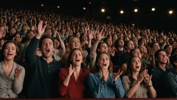 En kino med fullt hus som jubler og klapper