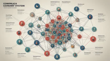 En illustrasjon av et komplekst økonomisk system med mange sammenhengende deler, som representerer oppdragsøkonomi.