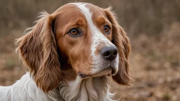 En setterhund som står i en åker, ser glad og energisk ut.