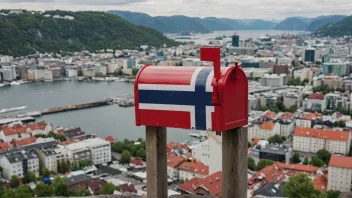 En postkasse med norsk flagg, som symboliserer en leiepost i Norge