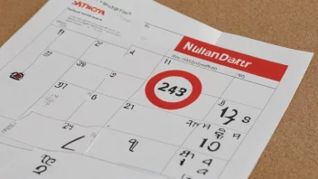 En kalender med en rød sirkel rundt en bestemt dato, med en pakke i bakgrunnen.