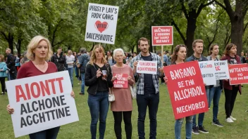 Folk som deltar i en kampanje mot alkohol