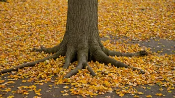 Et tre med fallende blader.