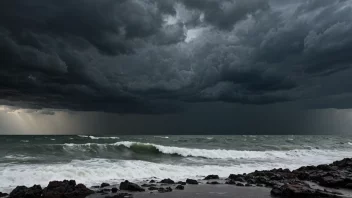 Et stormfullt hav med høye bølger og sterke vinder