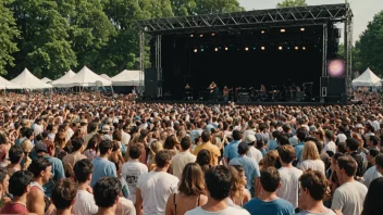 En musikkhendelse med en stor folkemengde som nyter musikken.