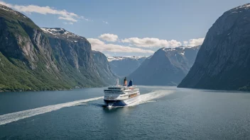 En ferge som seiler gjennom en vakker norsk fjord.