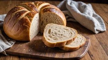 Et tradisjonelt norsk rundbrød på et trebord.